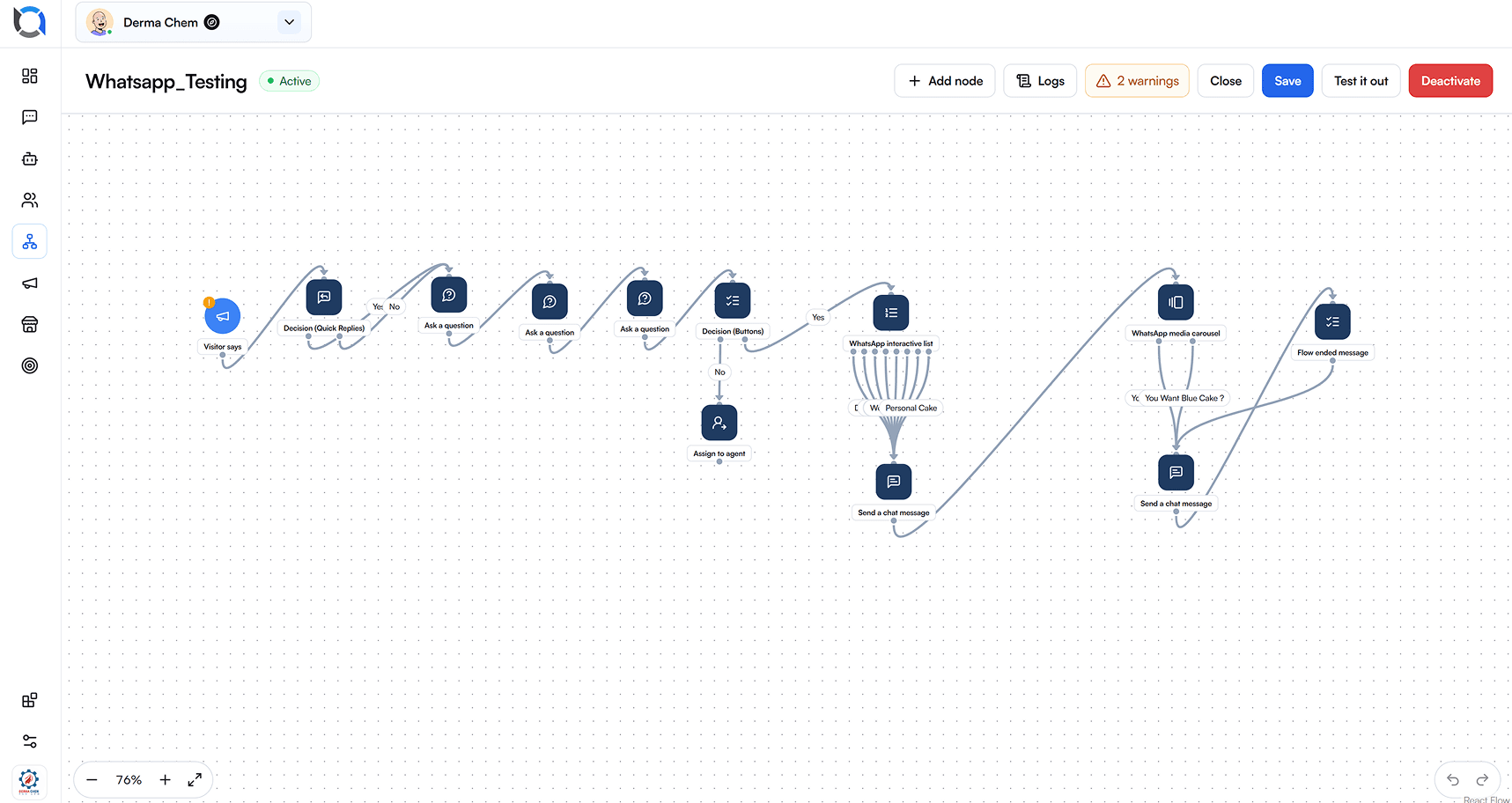 Custom flow builder canvas in Offlo