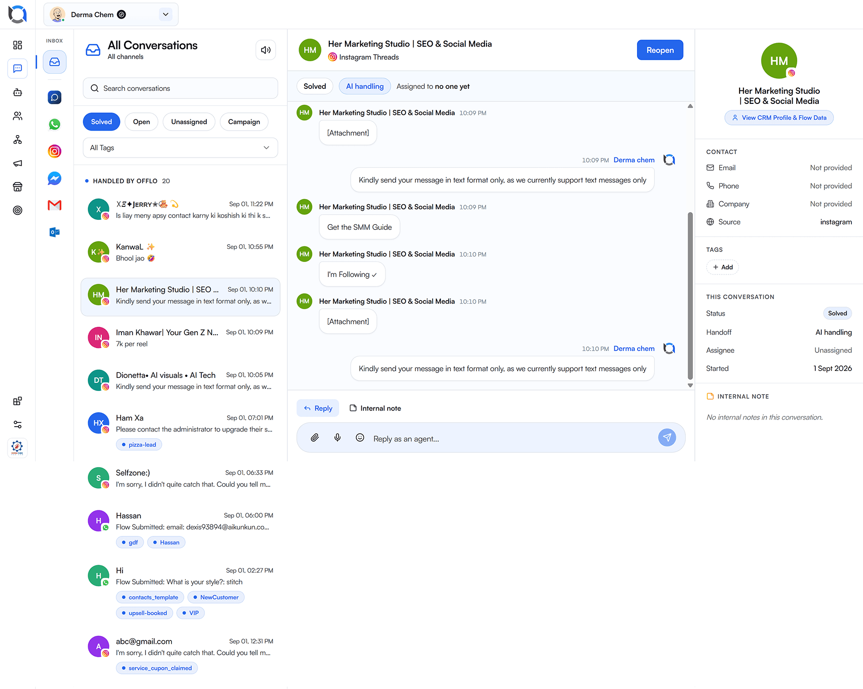 Offlo omnichannel inbox