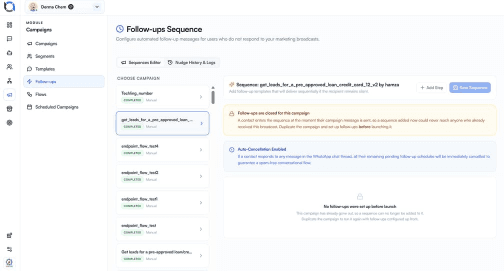 Follow-up sequence for applications in Offlo