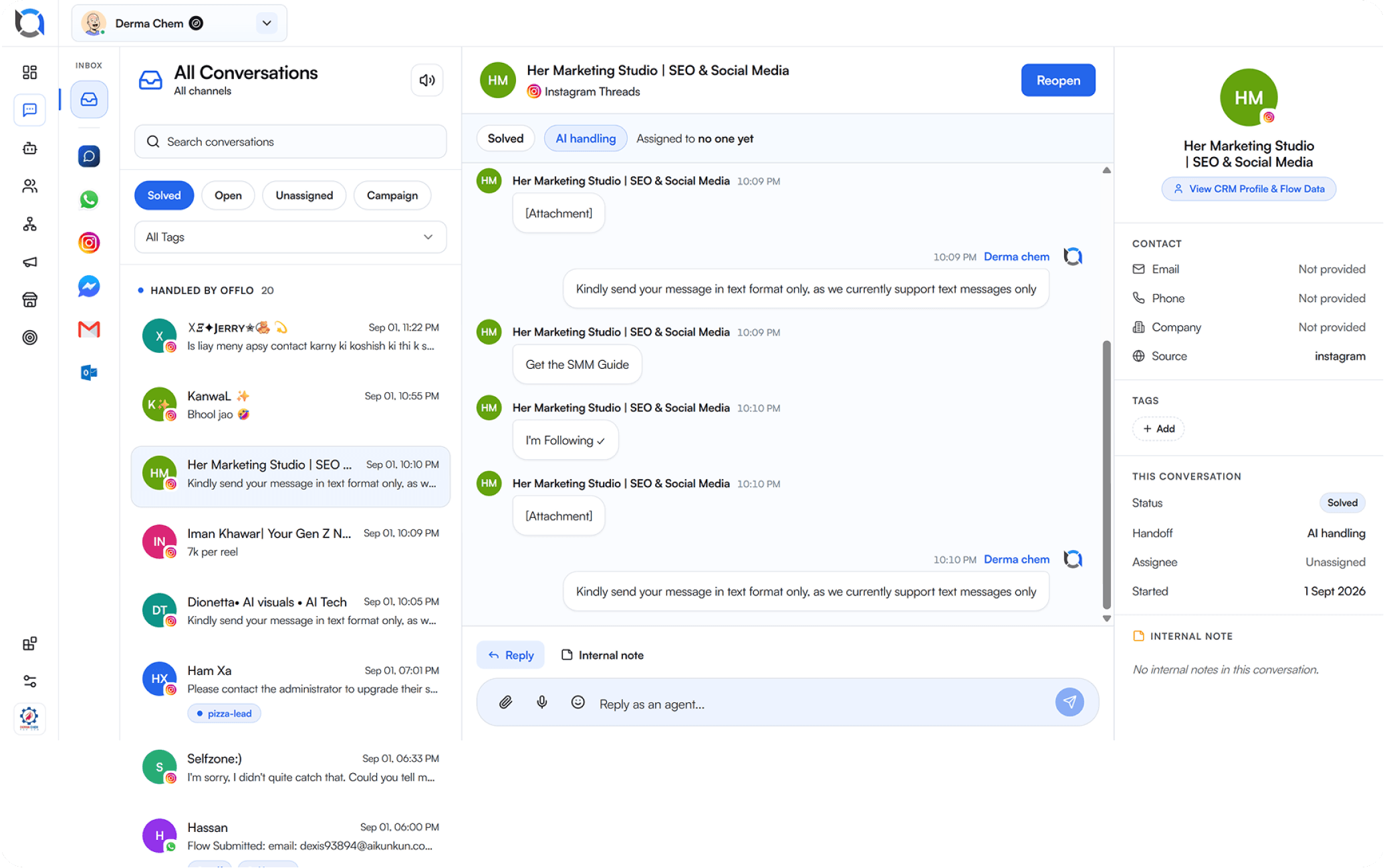 Offlo omnichannel inbox