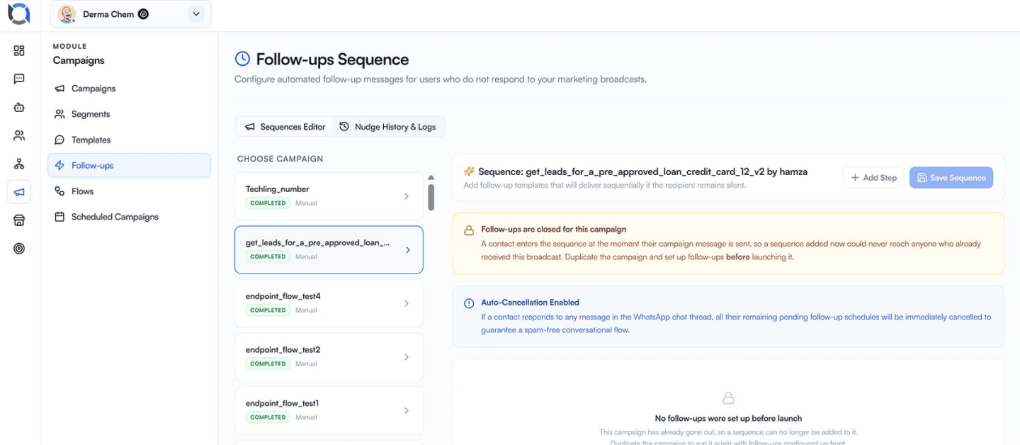 Appointment reminder sequence in Offlo
