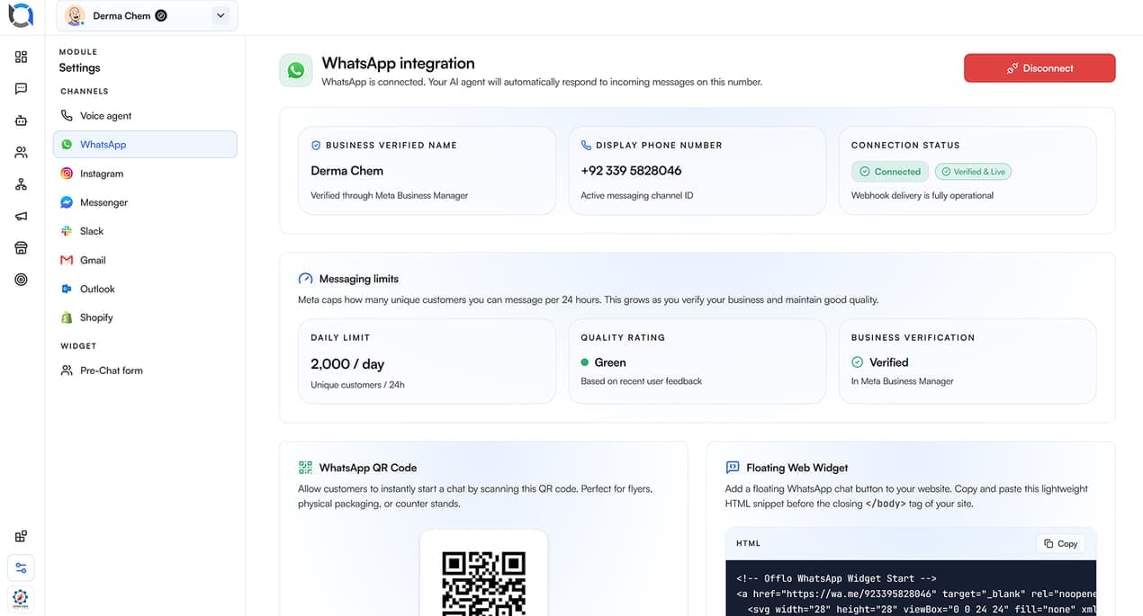 WhatsApp travel workflow in Offlo