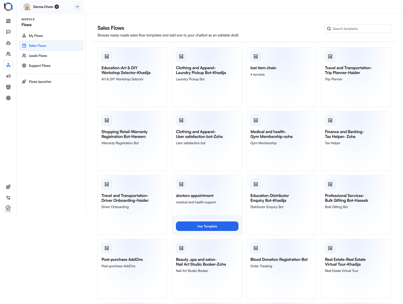Offlo predefined flow template gallery