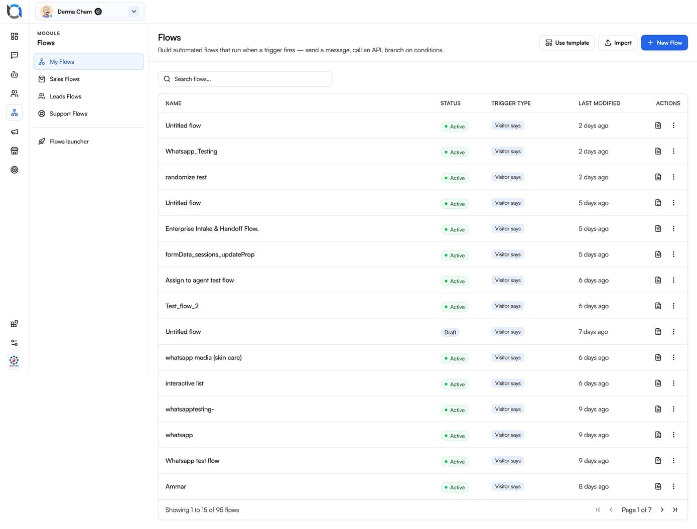 Operational flow library table in Offlo
